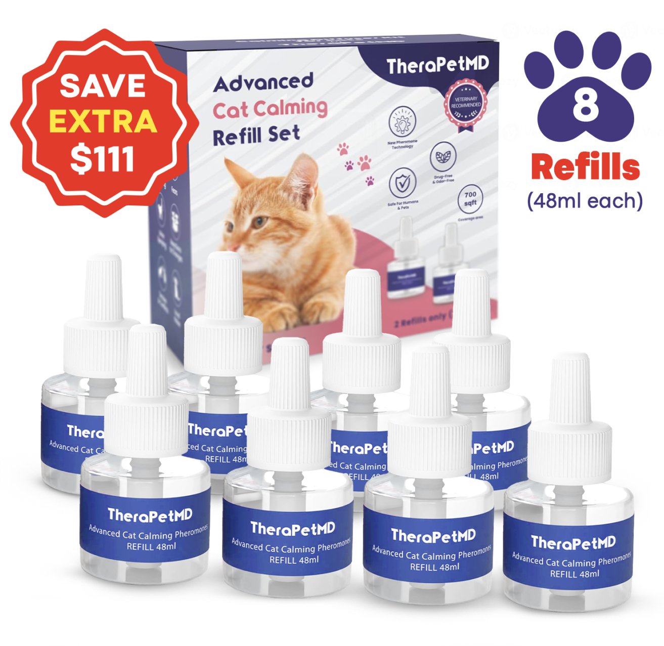 8x Extra Cat Calming Refills - TheraPetMD