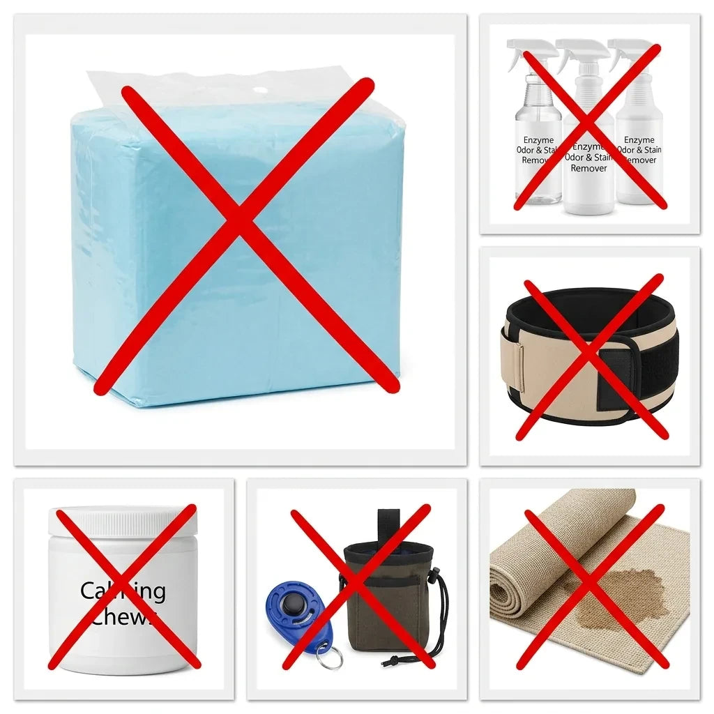 Everything I tried: pee pads, enzyme spray, a belly band, calming chews, a trainer and a new rug